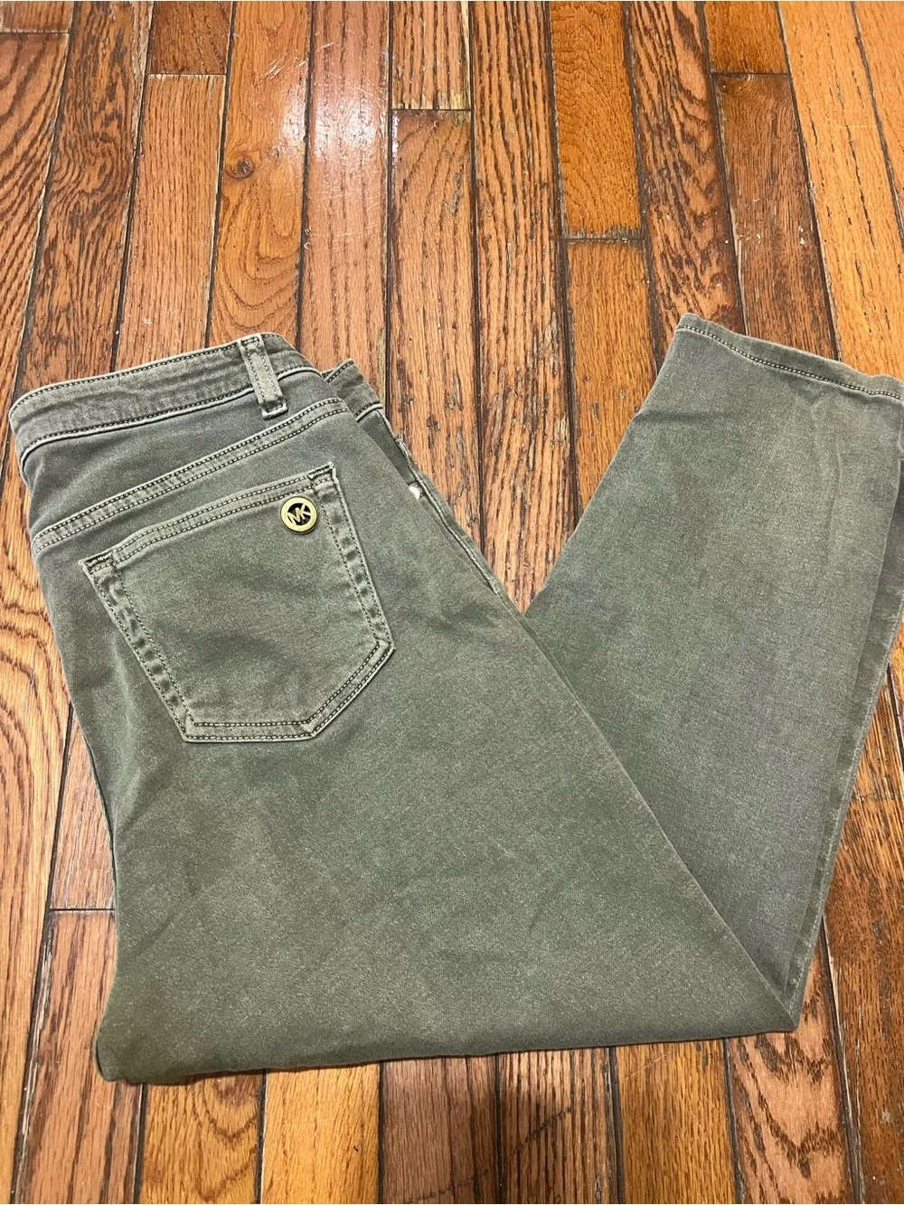 Michael Kors Jeans Womens 10 Green Izzy Skinny Cropped Casual Pants Denim